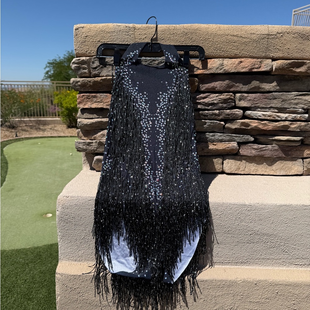 Sparkly Fringe Bodysuit Women Dancer Leotard Celebrate women size small medium